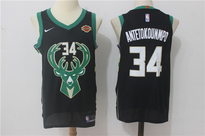 Men Milwaukee Bucks #34 Antetokounmpo Black New Nike Season NBA Jerseys